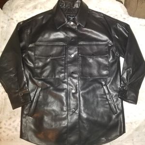 🆕️ Black Leather BCBGMAXAZRIA Button down Jacket